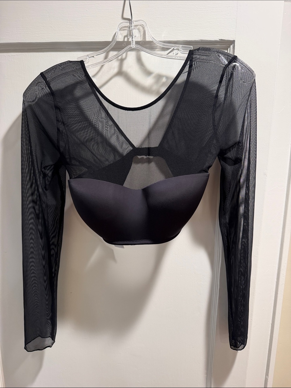intimissimi Black Sheer Long-Sleeve Molded Cup Bralette